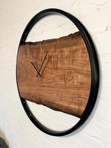 Vista 4 de 22" Live Edge Clock Large Wall Clock for Entryway Fireplace Mantel Decoration Bedroom Wall Clock