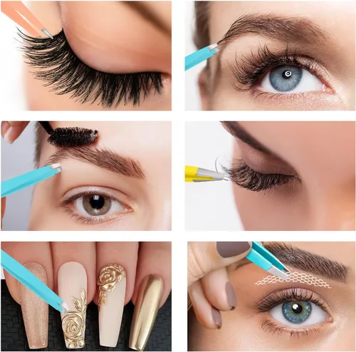 Vista 5 de LANKIZ Pinzas para el vello facial de las mujeres – Pinzas de cejas de acero inoxidable de precisión para hombres y mujeres, puntas inclinadas