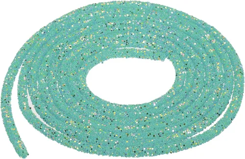 Vista 98 de MECCANIXITY Cuerda de lentejuelas con purpurina de 2.5 yardas, 6mm, 0.24 pulgadas, cuerda de tubo de lentejuelas con diamantes de imitación