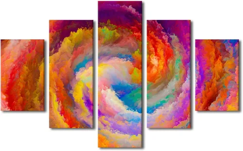 Vista 47 de Pintura en lienzo colorida para sala de estar, 5 paneles, impresiones abstractas sobre lienzo, arte de pared para sala de estar, dormitorio