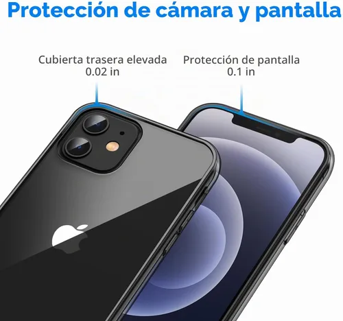 Vista 5 de JETech Funda para iPhone 12/12 Pro, antiamarilleo, color negro