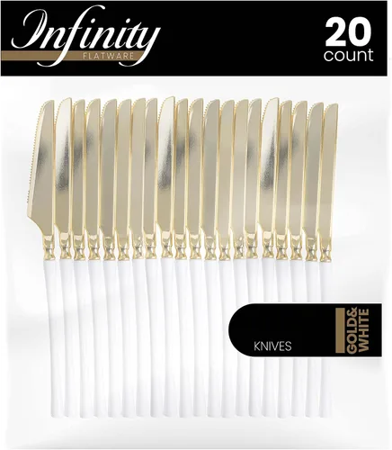 Vista 18 de PlasticPro 20 unidades de tenedores de cena de plástico dorado de calidad premium resistentes desechables elegantes cubiertos de cena para fiesta
