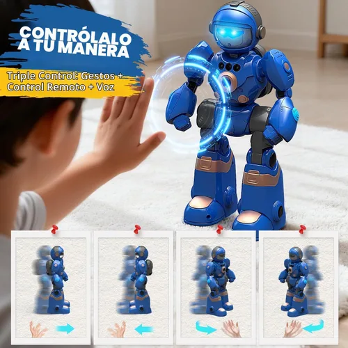 Vista 3 de Juguetes robot para niños de 3 a 8 años: robot de control remoto con hablar, programable, grabación de voz, canto, baile y control de gestos