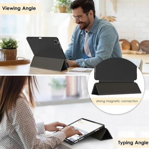 Vista 4 de DTTO Funda para iPad Air de 13 pulgadas M3/M2 2025/2024, iPad Pro de 12.9 pulgadas (6ª/5ª/4ª/3ª generación), funda suave con soporte triple delgado