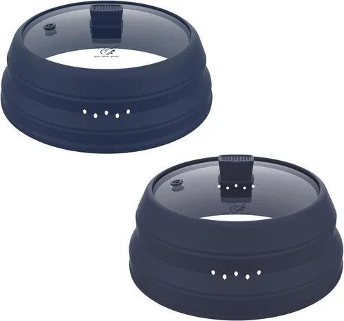 Vista 20 de Cubierta alta para salpicaduras de microondas, tapa protectora de vidrio de 5.8 pulgadas de altura con silicona plegable para plato de olla de Negro