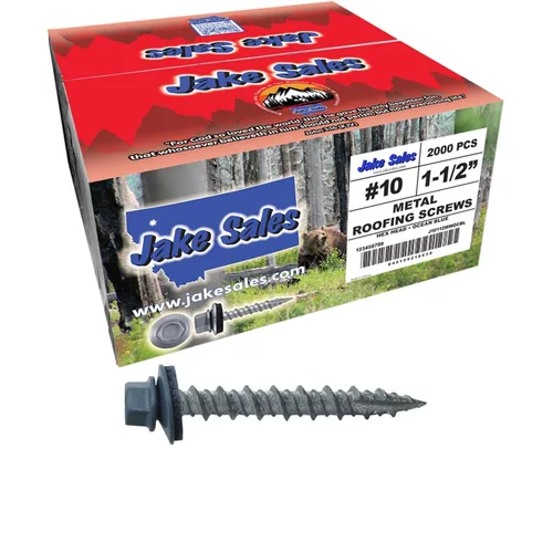 Vista 29 de 10 tornillos para techos de metal gris ABC de 1-1/2 pulgadas, cabezal de arandela hexagonal, arranque automático/roscado, arandela EPDM. 1 bolsa