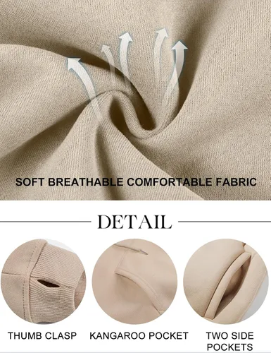 Vista 7 de COZYPOIN Conjunto de 2 piezas de forro polar para mujer, sudadera corta y pantalones con capucha Beige