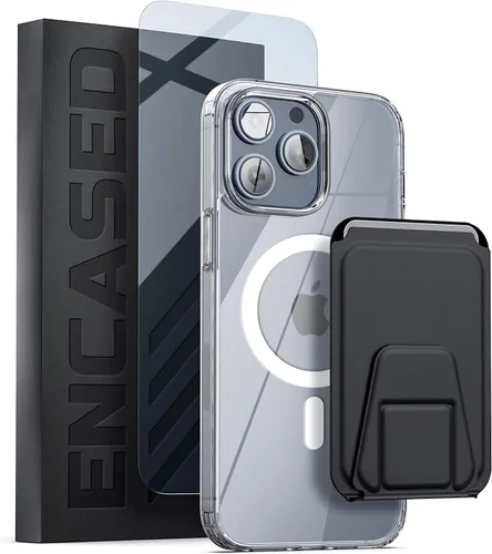 Vista 10 de ENCASED Funda magnética para iPhone 14 Pro, compatible con MagSafe, con protector de pantalla (transparente cristalino)