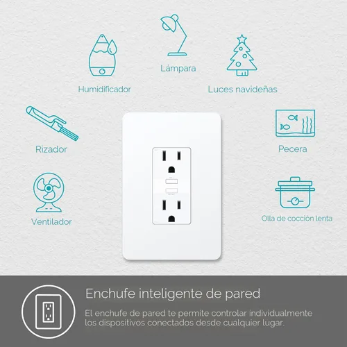 Vista 3 de Kasa Smart Plug KP200 - Enchufe inteligente para casa inteligente enchufe Wi-Fi de pared, funciona con Alexa, Google Home e IFTTT, no requiere hub