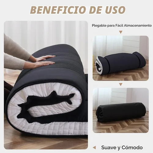 Vista 4 de Colchón de Piso Japonés - Futón de Tamaño Individual Plegable Extra Grueso - Almohadilla de Espuma Viscoelástica para Dormir para Adultos - Tatami