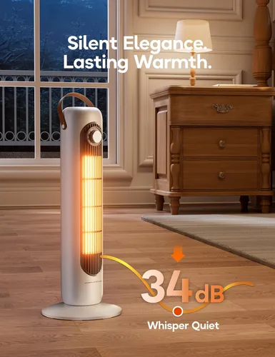 Vista 4 de Calentadores de exterior para patio, calefacción 1S de 350 pies cuadrados, calentador eléctrico de cerámica PTC de 1500 W, protección contra Marfil