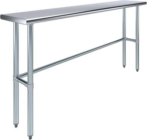Vista 11 de AmGood Mesa de trabajo de acero inoxidable con base abierta, banco de trabajo de metal
