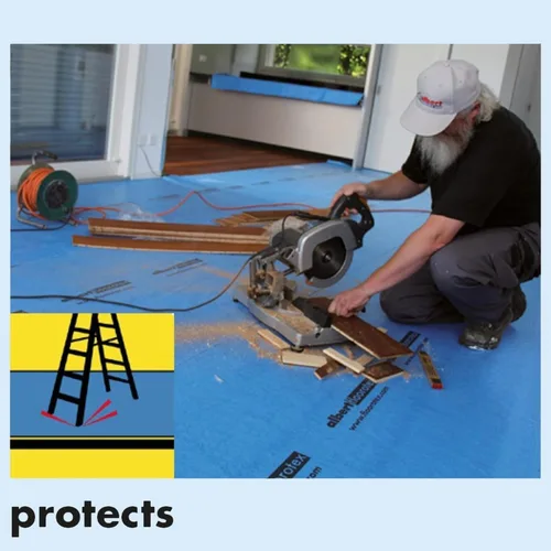 Vista 6 de Albert Floorotex Blue - Protección temporal multiusos para el suelo, rollo de 150 pies cuadrados (40 pulgadas x 45 pies) Multi-Purpose, Reusable