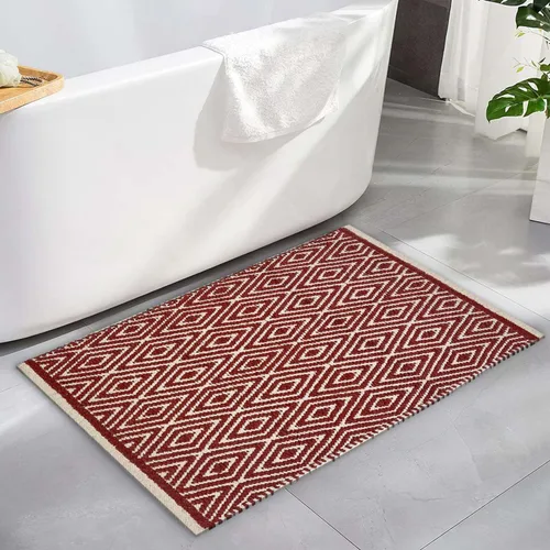 Vista 10 de Chardin Home, tapete 100% algodón, reversible por completo, de 21 x 34 pulgadas, se puede lavar a máquina, Gris y blanco Beige grisáceo - Blanco