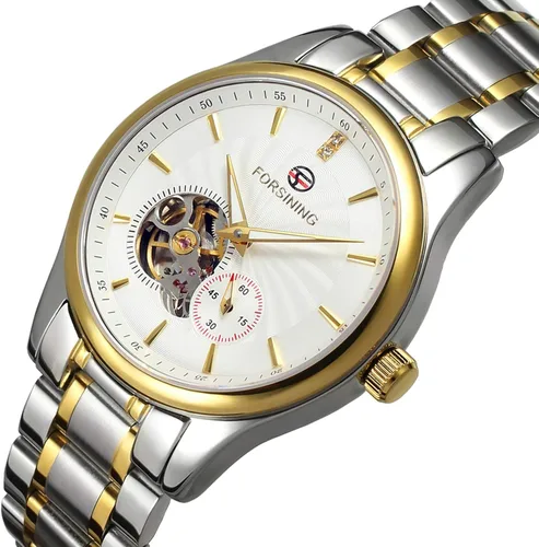 Vista 2 de FORSINING Reloj analógico de lujo para hombre, con movimiento automático, de acero inoxidable, colección FSG9406M4T1