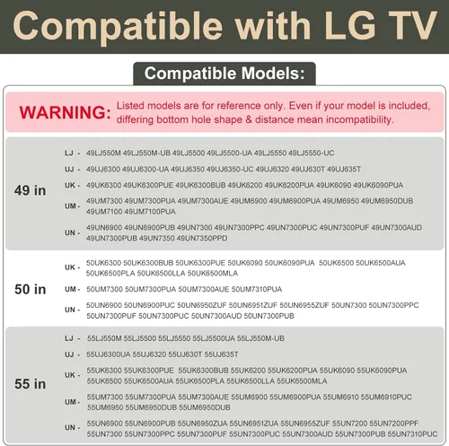 Vista 3 de Soporte para las patas del televisor LG, solo patas de soporte para TV para LG 55UK6500 55UJ6540 55UM7300 55UN6900 55LJ5500UA 49UJ6300 49UK6300