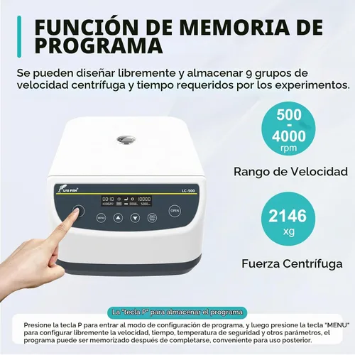 Vista 2 de Máquina centrífuga de laboratorio LAB FISH 2ml/5ml/10ml/15ml/50ml Tubos de prueba de laboratorio Control de baja velocidad 500-4000r/min, Máx