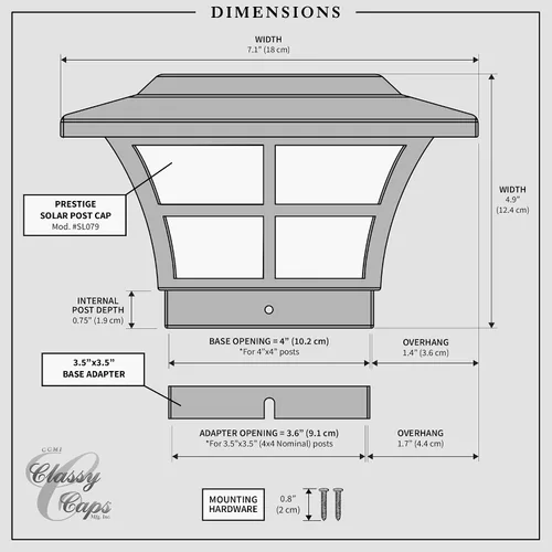 Vista 8 de Classy Caps SL079C Prestige - Tapa solar para poste, cobre, LED de alto rendimiento, se adapta a postes de 3.5 x 3.5 y 4 x 4, cobre galvanizado