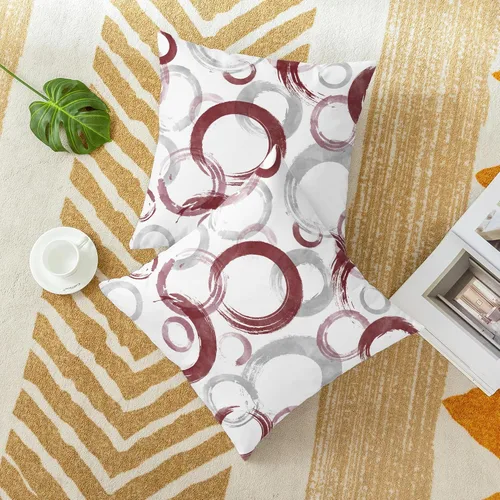Vista 4 de CaliTime Juego de 2 fundas de almohada decorativas con estampado de círculos geométricos de tinta y lavado, para sofá, cama, decoración de casa