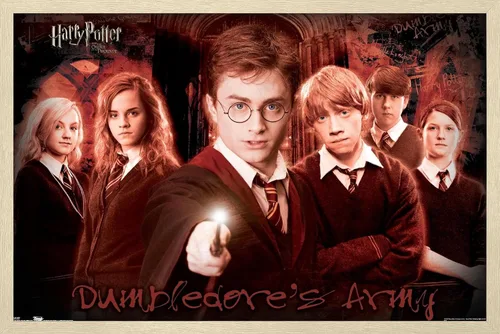 Vista 7 de Harry Potter y la orden del fénix - Póster de pared grupal, 22.4 pulgadas de largo x 14.7 pulgadas, versión enmarcada en madera de granero