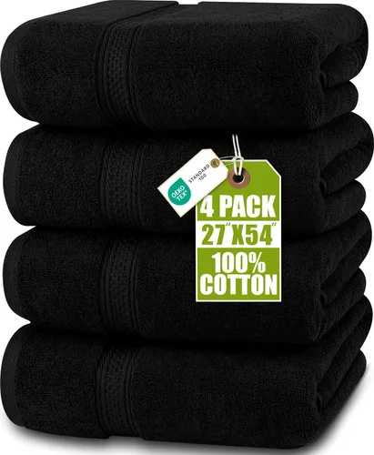 Vista 27 de Toallas de baño de algodón de lujo de 700 GSM (4 unidades, 27 x 54 pulgadas) por Utopia, Beige