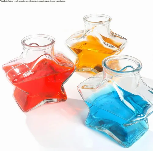 Vista 3 de Magic Season Botellas de vidrio decorativas con tapones de corcho (10 fl oz. Botellas de estrella de cinco puntas/2 piezas)