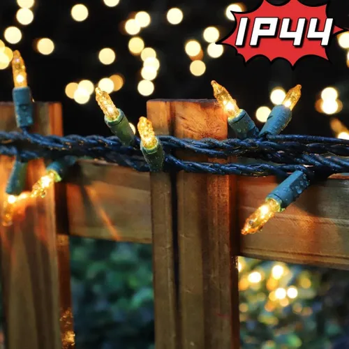 Vista 2 de LAMPHOME Cadena de luces navideñas, juego de 100 mini luces incandescentes para uso en interiores y exteriores (Amarillo)