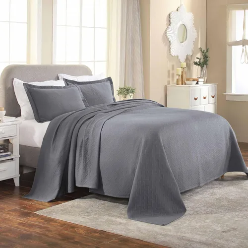 Vista 14 de Superior Colcha de Tejido de Cesta 100% Algodón con Fundas, Ropa de Cama Jacquard Matelassé de Algodón Premium para Todas las Estaciones, Cesta Negro