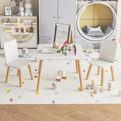 Vista 3 de Juego de mesa y 2 sillas para niños, 3 piezas juego de mesa y silla para niños, juegos de mesa y sillas para niños, mesa de juego para niños