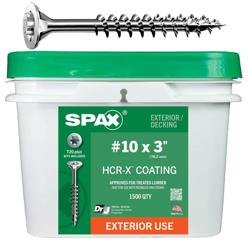 Vista 9 de SPAX Tornillos de madera para cubierta de cabeza plana exterior #8 x 1-1/2 pulgadas, construcción Torx T-Star Plus (550 EA) broca de 3 libras