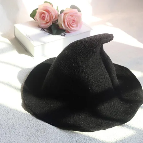 Vista 2 de Sombrero de bruja para adultos y niños, sombreros de Halloween de lana para fiestas de máscaras, cosplay, accesorio de disfraz diario para mujeres