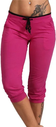 Vista 39 de Pantalones capri para mujer, estilo casual, de verano, elásticos, de cintura alta, pantalones de yoga, ajuste atlético, pantalones deportivos