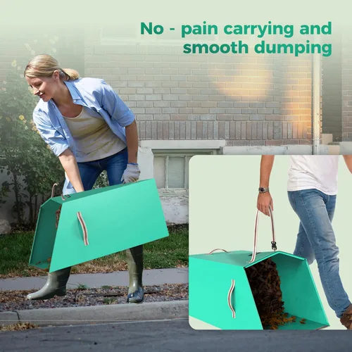 Vista 8 de Leaf Collector & Reusable Yard Waste Bag, 40 Gallon Dustpan-Type Collapsible, Portable, Adjustable Handle, Garden Lawn Clean Up, Leaf Collector