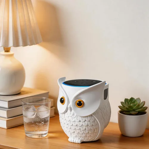 Vista 6 de Soporte para altavoz inteligente con estatua de búho mejorado para Echo Dot 4ª/3ª/2ª y 1ª generación, Google Home Mini/Google Nest Mini