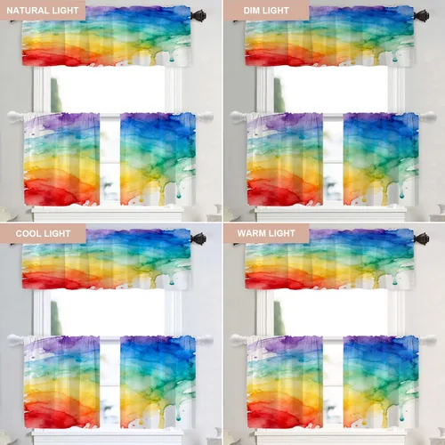 Vista 9 de Shrahala Cortinas de nivel de chakras con mandala beige para ventanas de cocina, paneles de cortina de ventana de mandala multicapa de poliéster