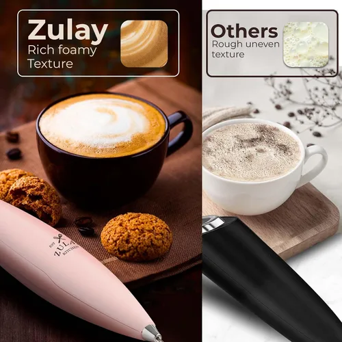 Vista 210 de Zulay Milk Boss Espumador de leche potente manual, hace espuma para latte, batidor para mezclar bebidas, café, miniespumador para capuchino, frappé
