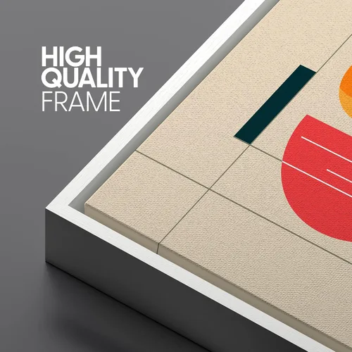 Vista 4 de SIGNLEADER Lienzo enmarcado para pared, arte semicírculo de mediados de siglo, formas geométricas, ilustraciones, arte moderno, contemporáneo