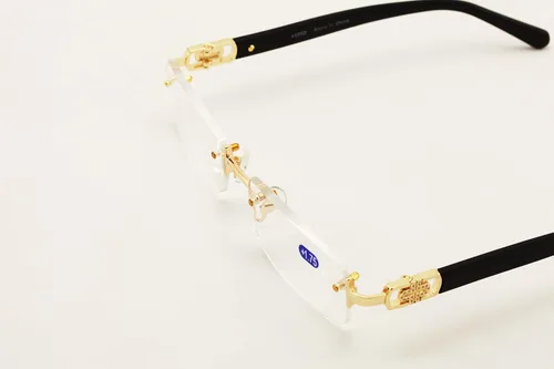 Vista 3 de Lector de gafas de lectura de moda de diseñador rectangular sin montura para hombre