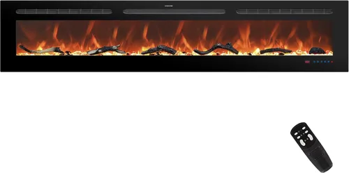 Vista 20 de Insertos de chimenea eléctrica de 30 pulgadas, calentador de chimenea empotrado y montado en la pared, chimenea lineal con termostato, control