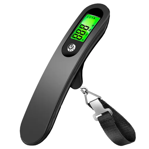 Vista 4 de Raabiko Báscula digital de equipaje, báscula digital portátil para equipaje con capacidad de 110 libras, batería incluida, color negro