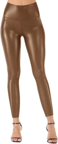 Vista 5 de Leggings de piel sintética para mujer, talla grande, cintura alta, elásticos, de piel sintética, pantalones ajustados para yoga