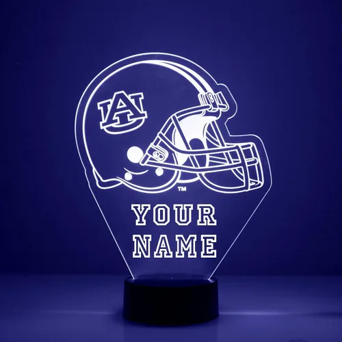 Vista 11 de Custom Auburn University (AU) Tigers Football Helmet LED Sign Night Light Lamp with Remote, Personalized Name, Text, Officially Licensed from the