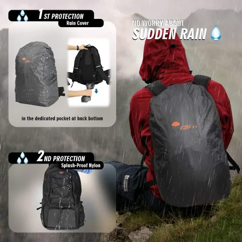 Vista 3 de Mochila impermeable para cámara DSLR grande con compartimentos para laptop de 17 pulgadas, cubierta para lluvia, soporte para trípode, funda