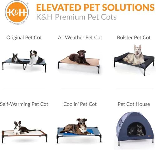 Vista 9 de K&H PET PRODUCTS - Cuna elevada para mascotas con centro de malla, varios tamaños Malla de color marrón.