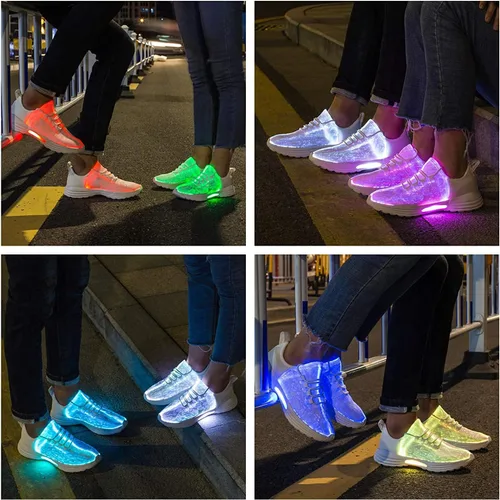 Vista 8 de PYYIQI Zapatos de fibra óptica LED con luz para mujeres y hombres, tenis luminosos intermitentes para festivales, Navidad, Halloween, fiesta de Año