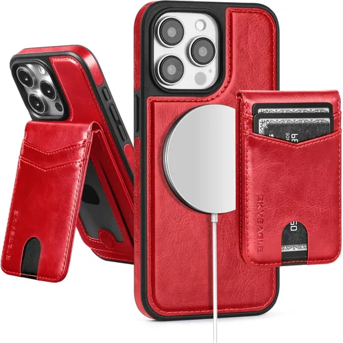 Vista 61 de SkyEagle - Funda tipo cartera compatible con MagSafe para iPhone 11, color negro Detachable Magnetic Credit Card Holder,RFID Blocking,PU