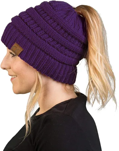 Vista 181 de Funky Junque - Gorro para mujer con ranura para cola de caballo