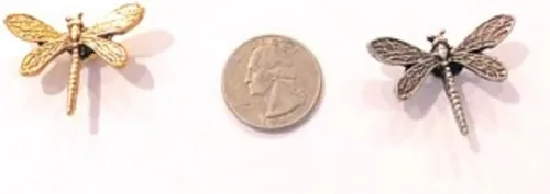 Vista 2 de Juego de 3 imanes de libélula con acabado plateado antiguo