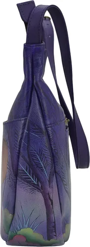 Vista 6 de Anna by Anuschka Women’s Original Hand-Painted Genuine Leather Medium Shopper Hobo Familia de elefantes