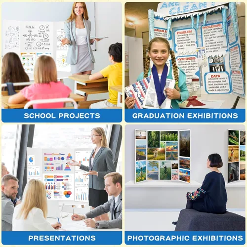 Vista 8 de VinTS 36" x 48" Large Trifold Poster Board,4 Pack White Corrugated Foldable Project Boards for Science Fair, School Projects,Photo Displays Large